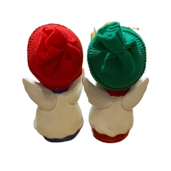 Vintage Carolers Paper Mache Christmas Decor Handmade in Korea Red Green - Picture 3 of 5